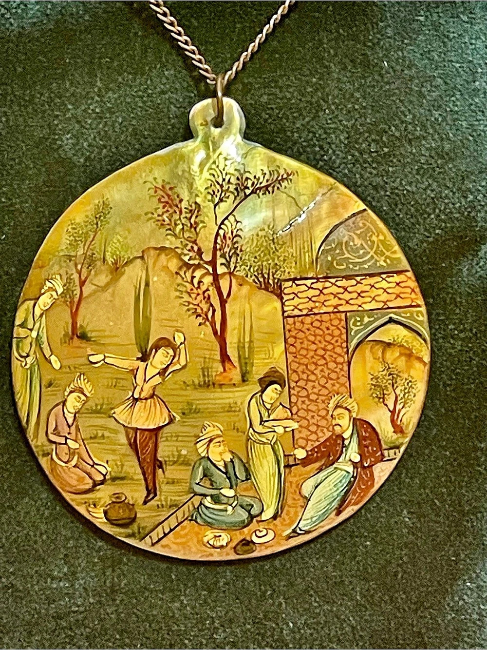 Vintage Persian Miniature Hand
Painted Pendant
Necklace